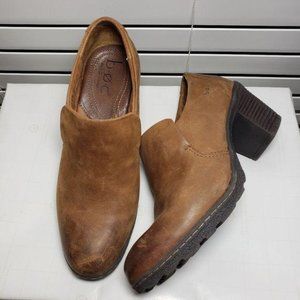 B.O.C Brown Closed Round Toe Leather Booties 9.5